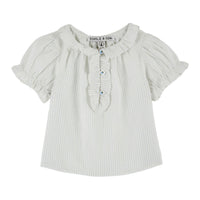 Emile et Ida Sky Stripe Ruffle Baby  Blouse