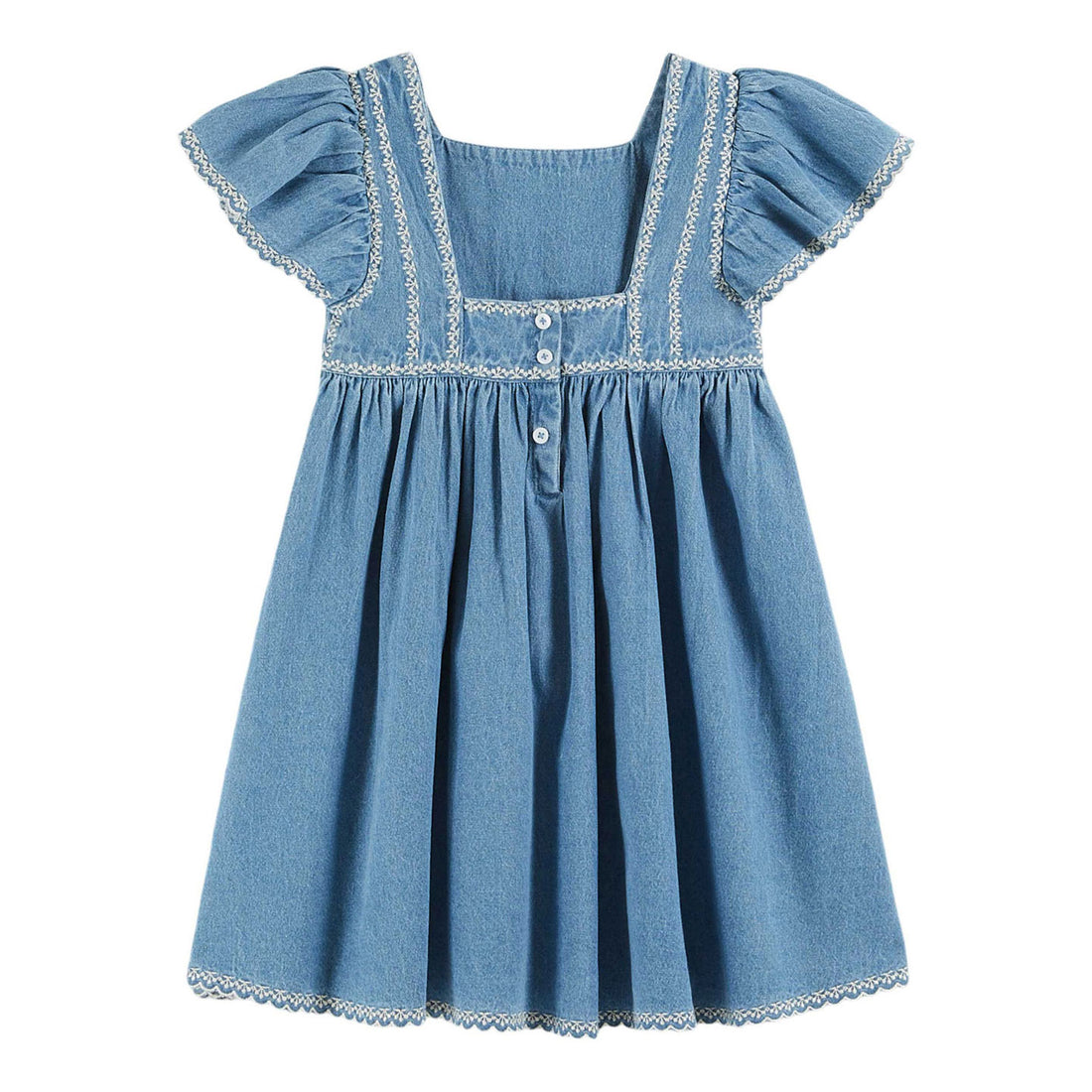 Emile et Ida Denim Embroidered Dress