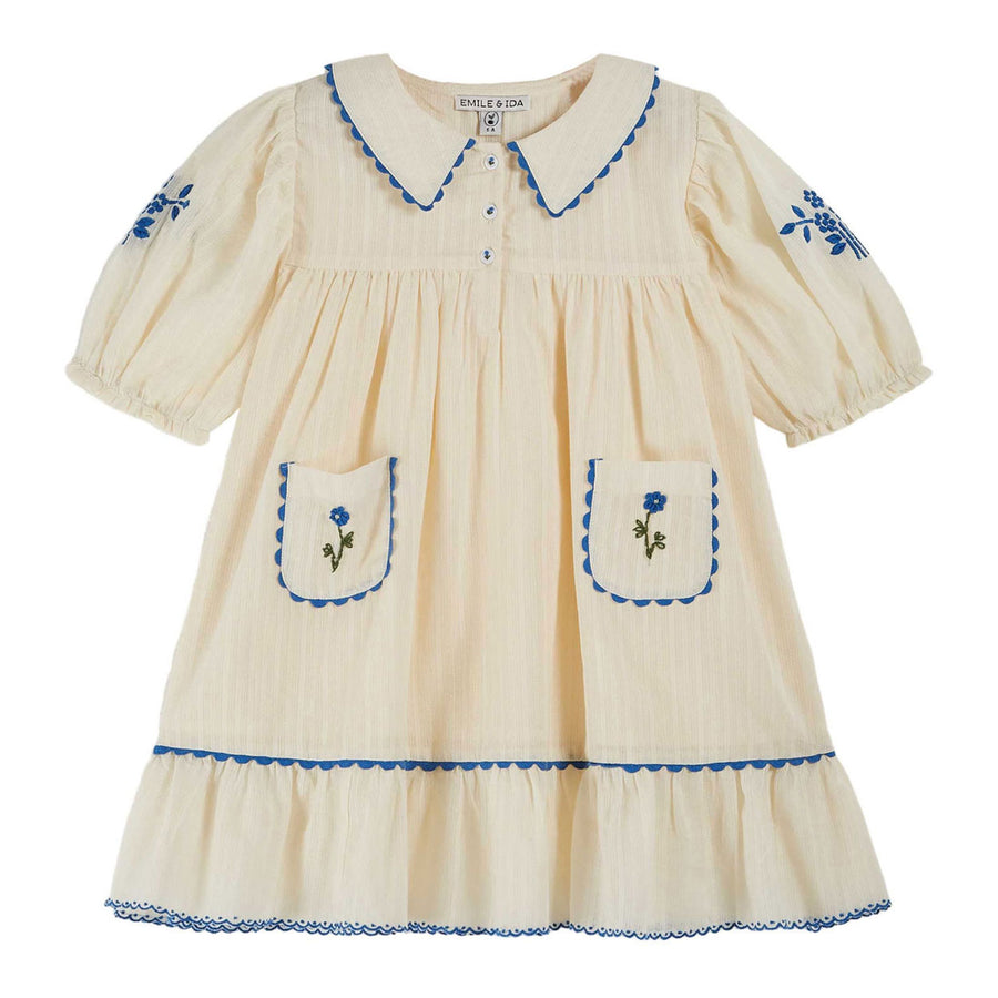 Emile et Ida Ecru Embroidered Dress