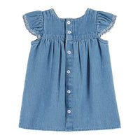 Emile et Ida Denim Cherry Embroidered Baby Dress