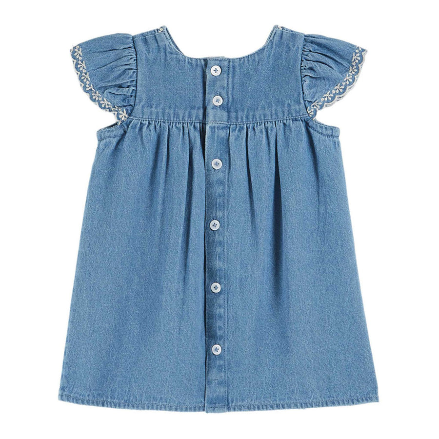 emile et ida denim dress Short cotton denim dress with lavallire collar