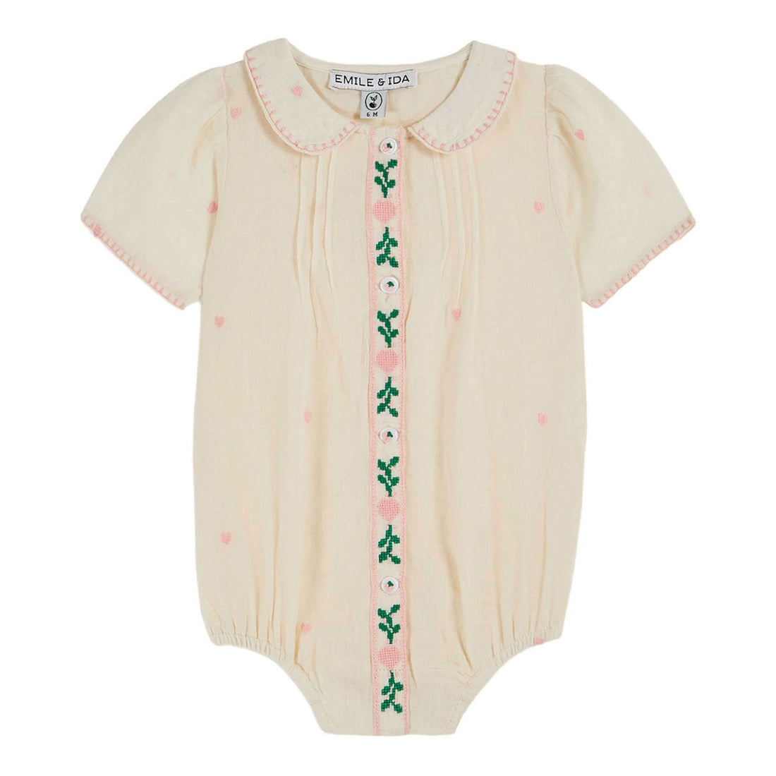 Emile et Ida Ecru Embroidered Romper
