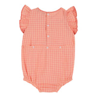 Emile et Ida Vichy Red Embroidered Romper