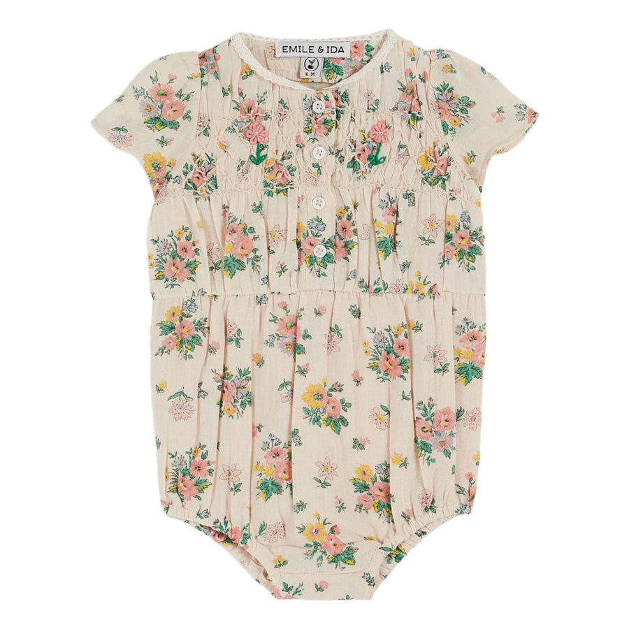 Emile et Ida Spring Pink Smocked Romper