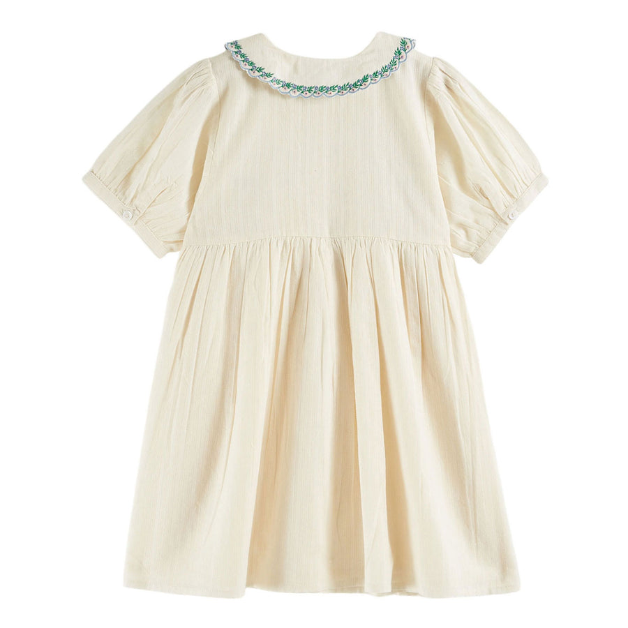 Emile et Ida Ecru Embroidered Smocked Dress