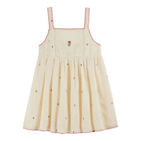 Emile et Ida Ecru Embroidered Tulips Dress