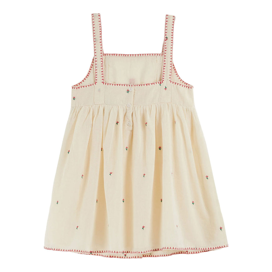 Emile et Ida Ecru Embroidered Tulips Dress