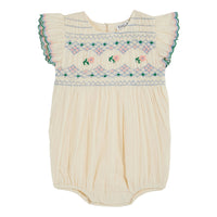 Emile et Ida Ecru Embroidered Romper