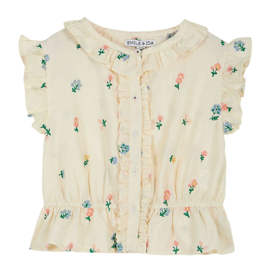 Emile et Ida Cream Embroidered Blouse