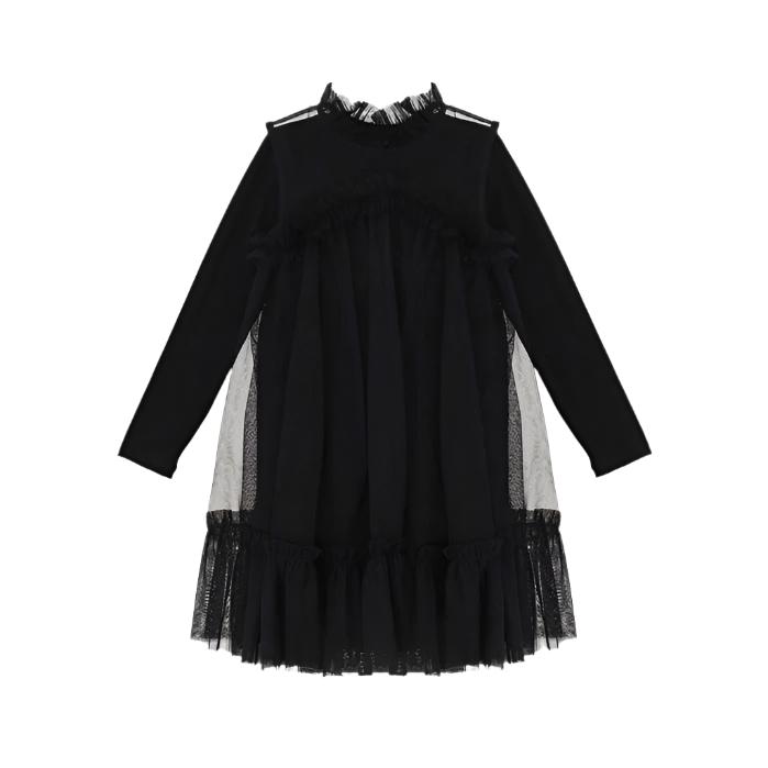 Imperial Black Tulle Layered Dress