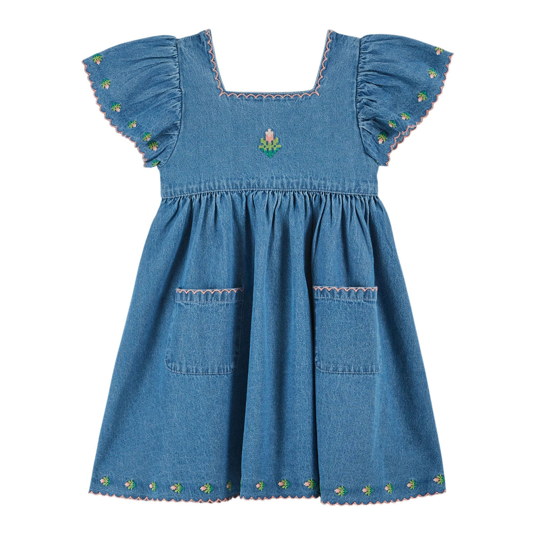 Emile et Ida Denim Embroidered Dress