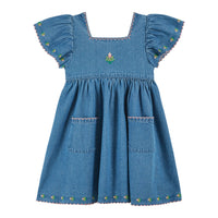 Emile et Ida Denim Embroidered Dress