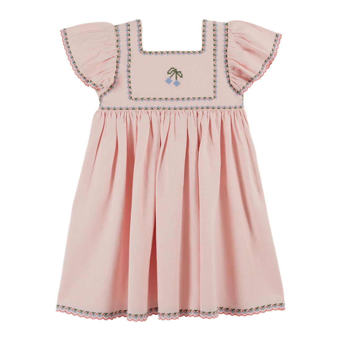 Emile et Ida Macaron Embroidered Canvas Dress
