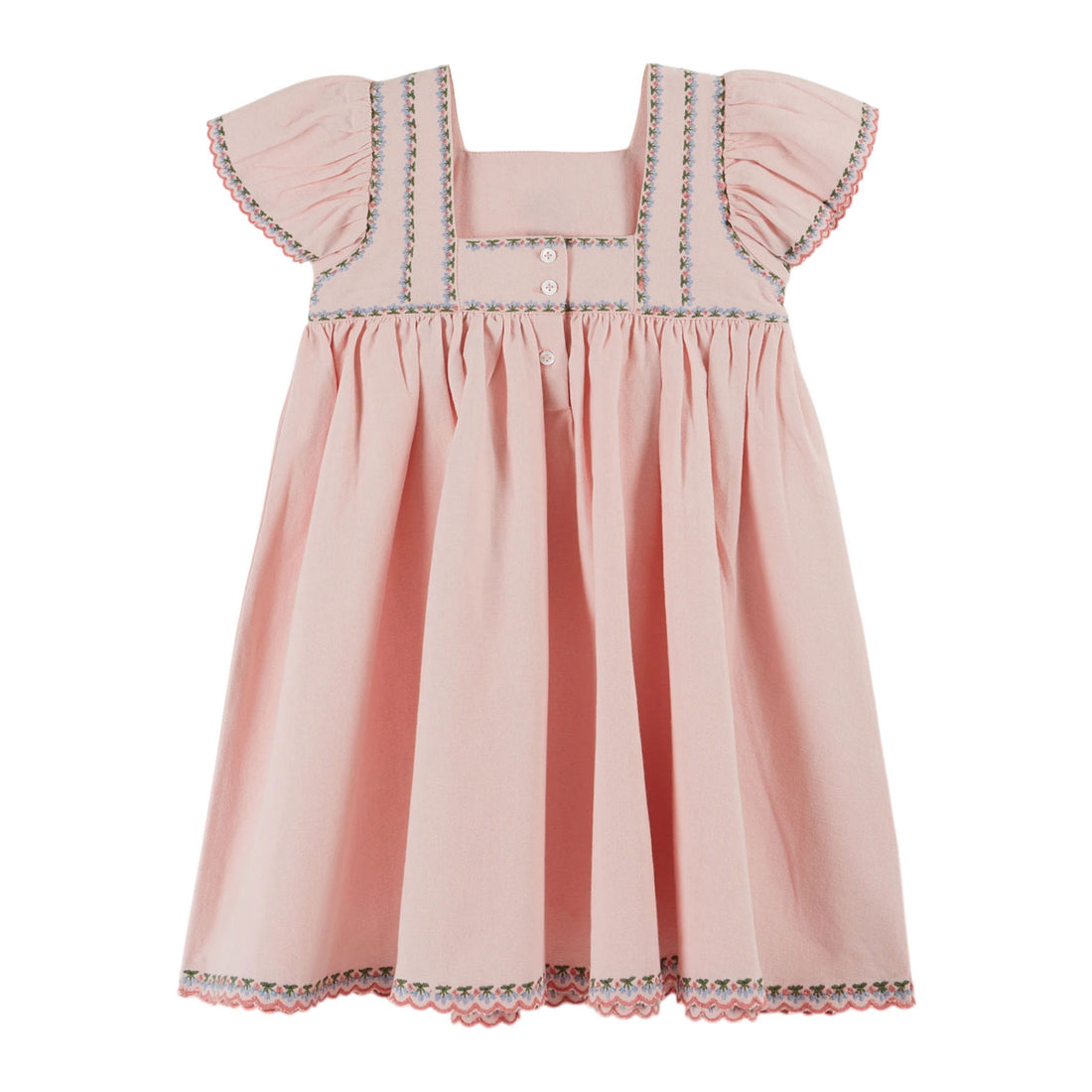 Emile et Ida Macaron Embroidered Canvas Dress