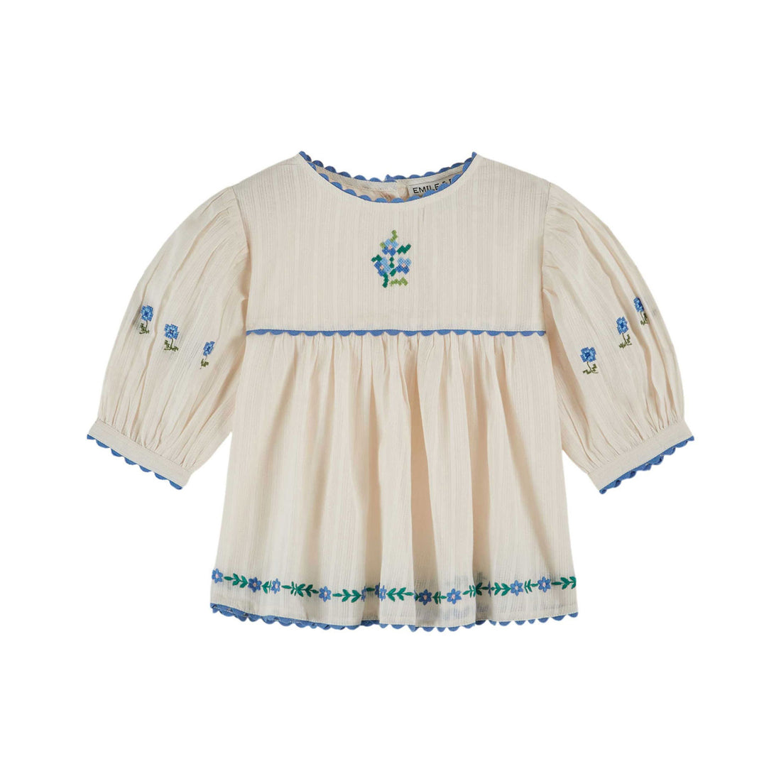 Emile et Ida Cream Embroidered Blouse