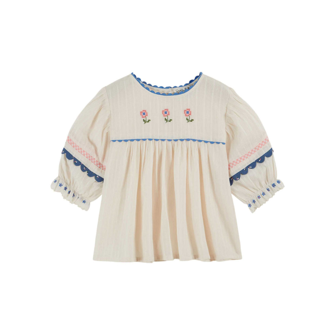Emile et Ida Creme Embroidered Blouse