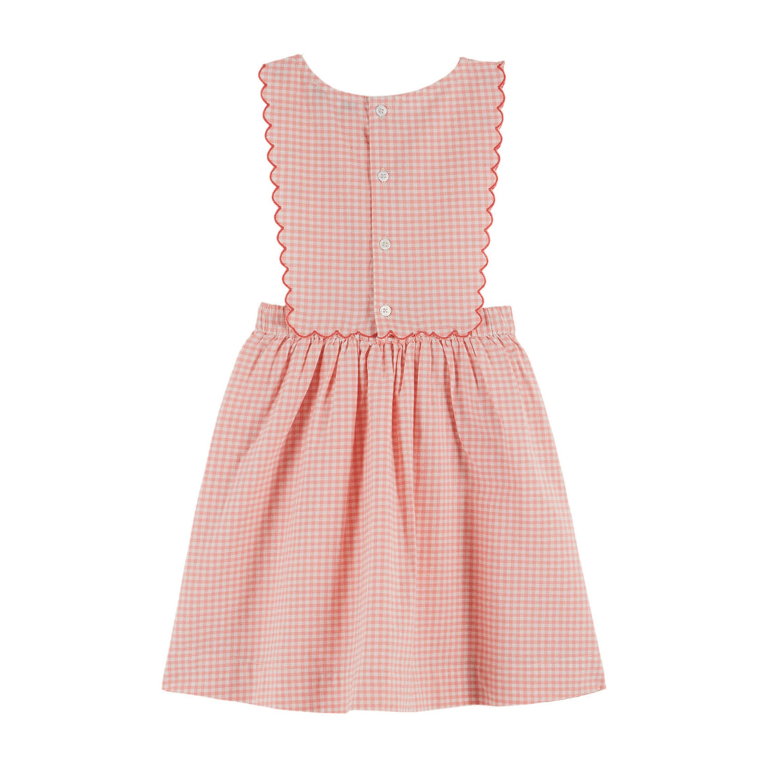 Emile et Ida Light Pink Cherry Embroidered Apron Dress