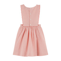 Emile et Ida Light Pink Cherry Embroidered Apron Dress