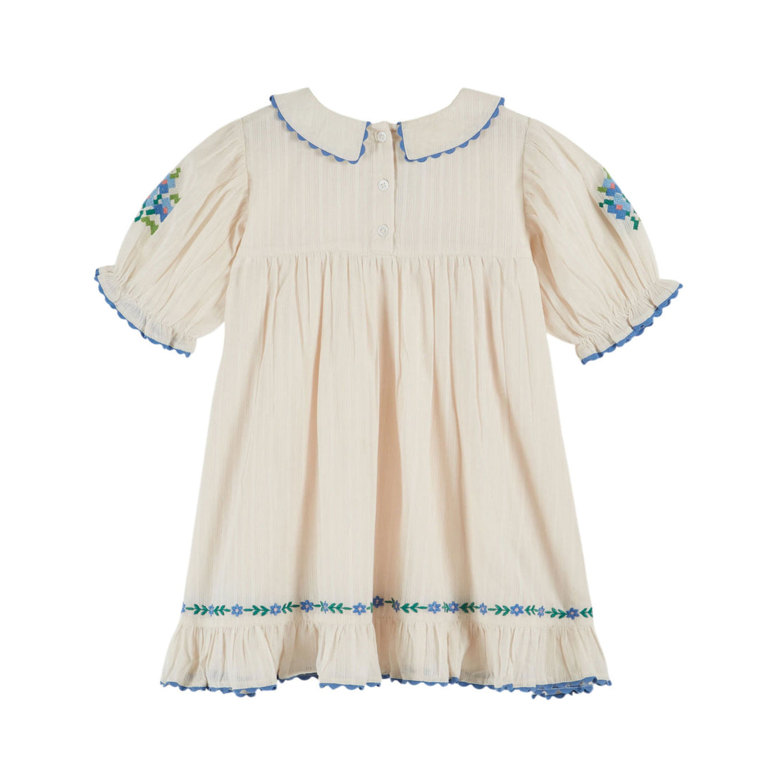 Emile et Ida Cream Embroidered Dress