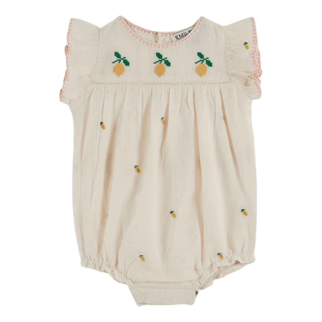 Emile et Ida Cream Embroidered Romper