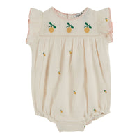 Emile et Ida Cream Embroidered Romper