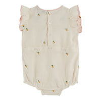 Emile et Ida Cream Embroidered Romper