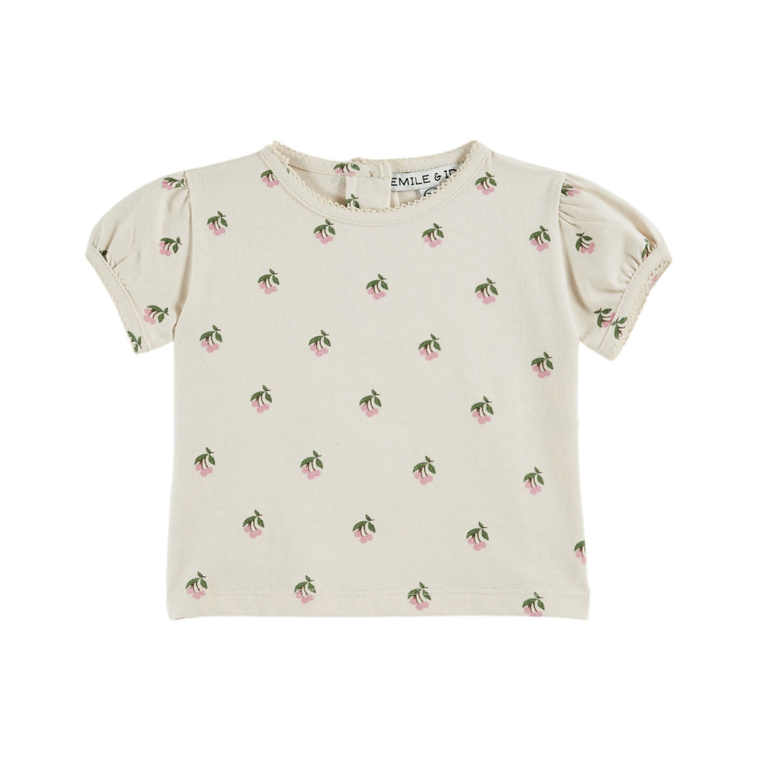 Emile et Ida Cerisette Creme Printed Picote Baby T-Shirt