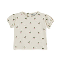 Emile et Ida Cerisette Creme Printed Picote Baby T-Shirt