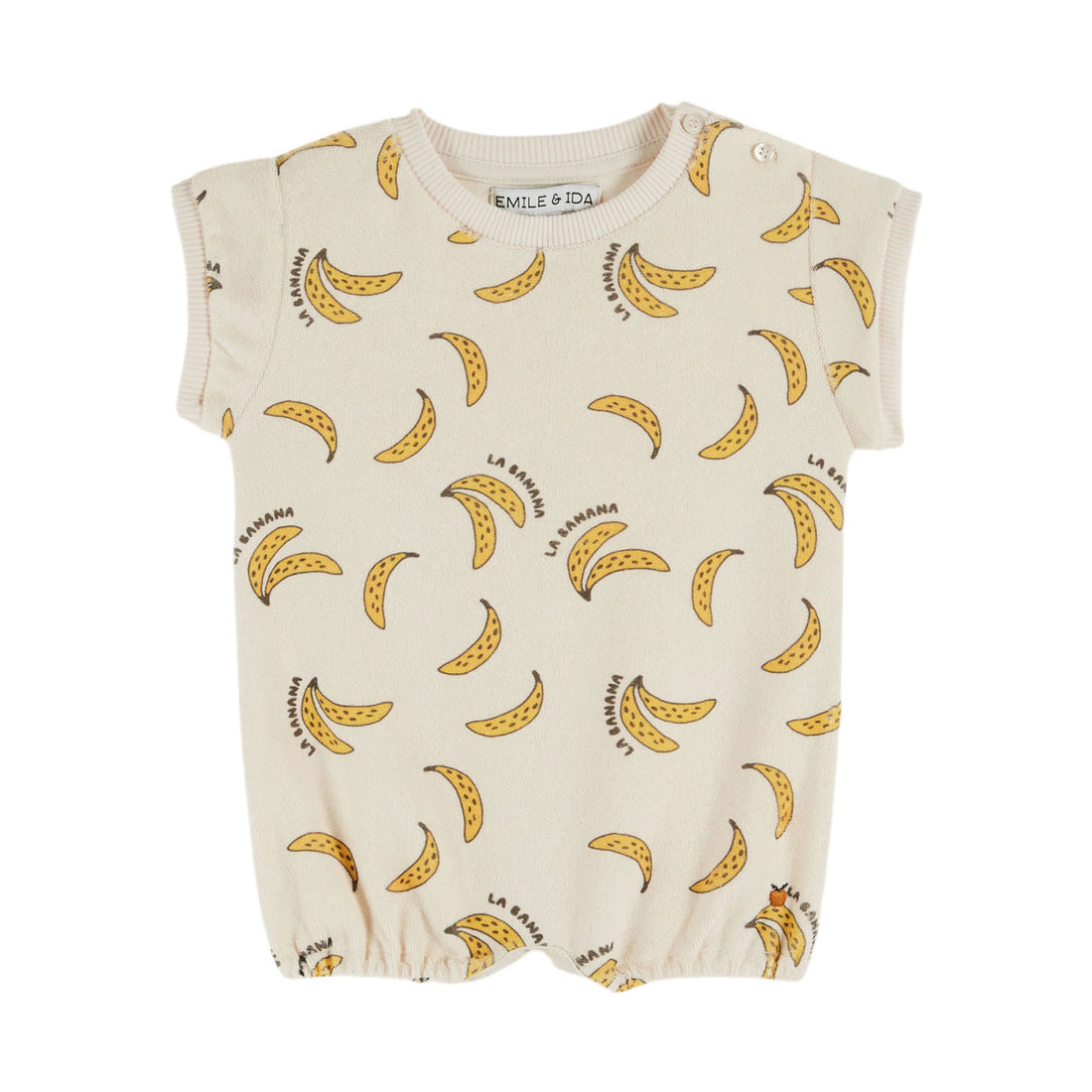 Emile et Ida Cream Banana All Over Print Romper
