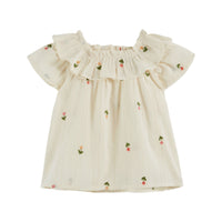 Emile et Ida Cream Embroidered Baby Blouse