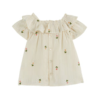 Emile et Ida Cream Embroidered Baby Blouse