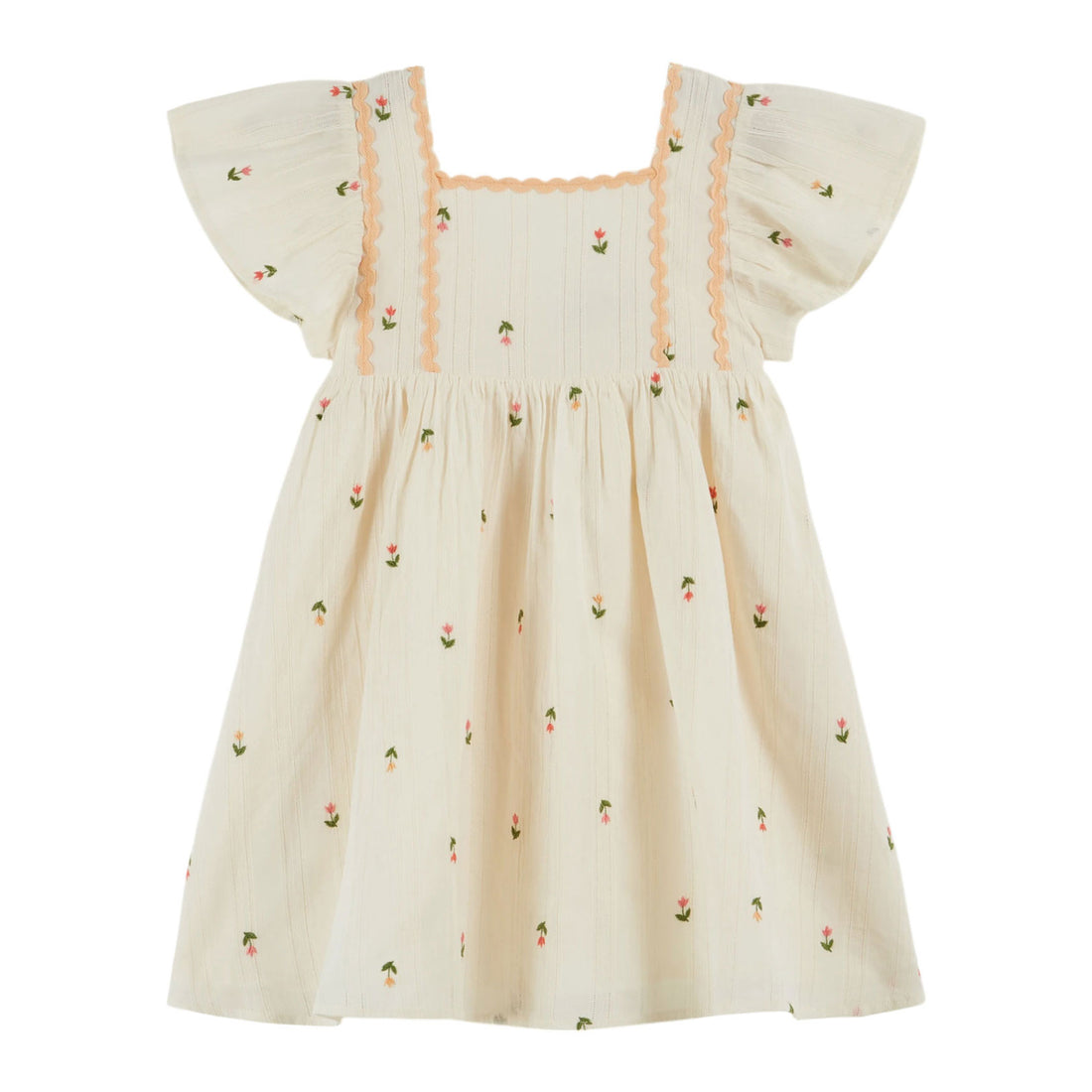 Emile et Ida CreamEmbroidered All Over Dress