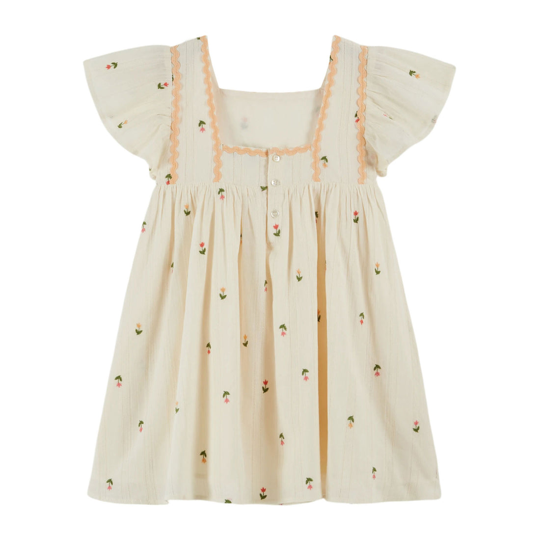 Emile et Ida CreamEmbroidered All Over Dress