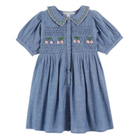 Emile et Ida Chambray Embroidered Smock Dress
