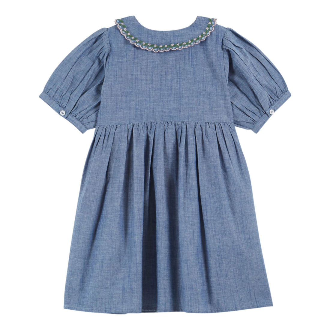 Emile et Ida Chambray Embroidered Smock Dress