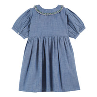 Emile et Ida Chambray Embroidered Smock Dress