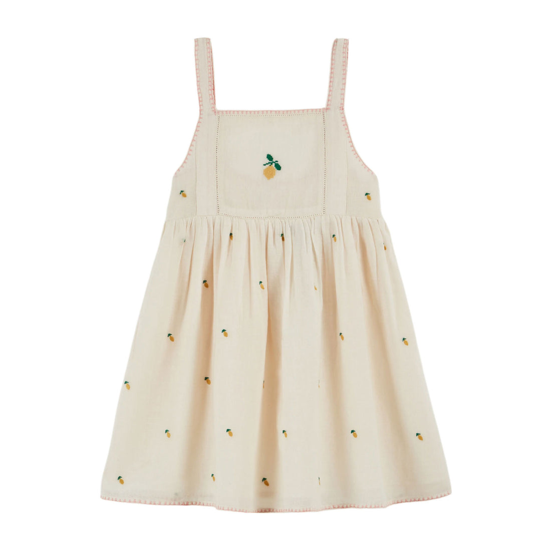 Emile et Ida Cream Heart Embroidered Dress