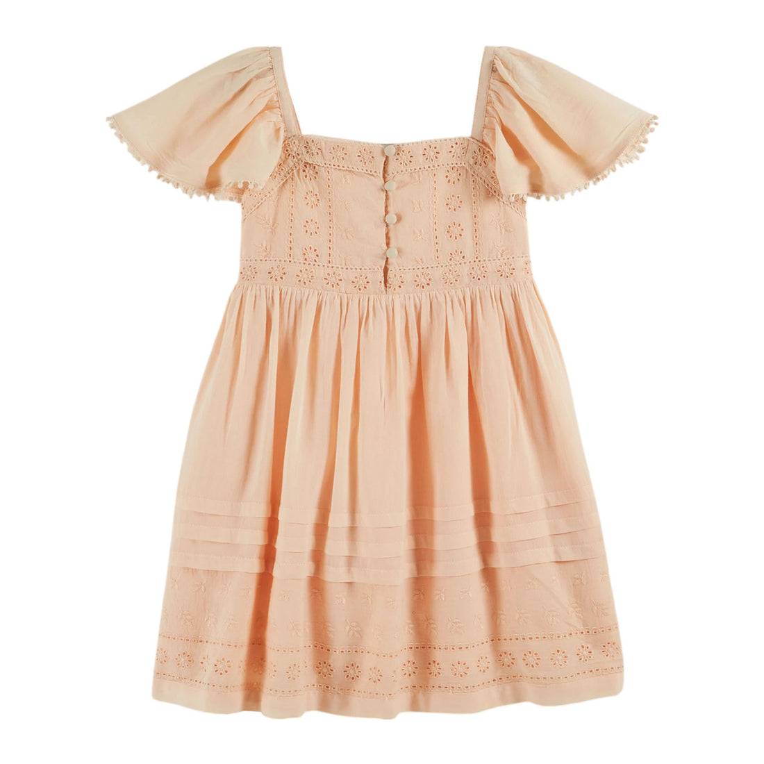 Emile et Ida Apricot Embroidered Anglaise Dress