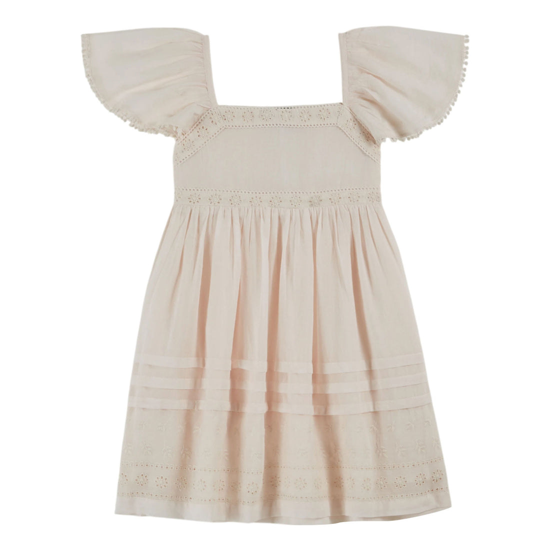 Emile et Ida Cream Embroidered Anglaise Dress