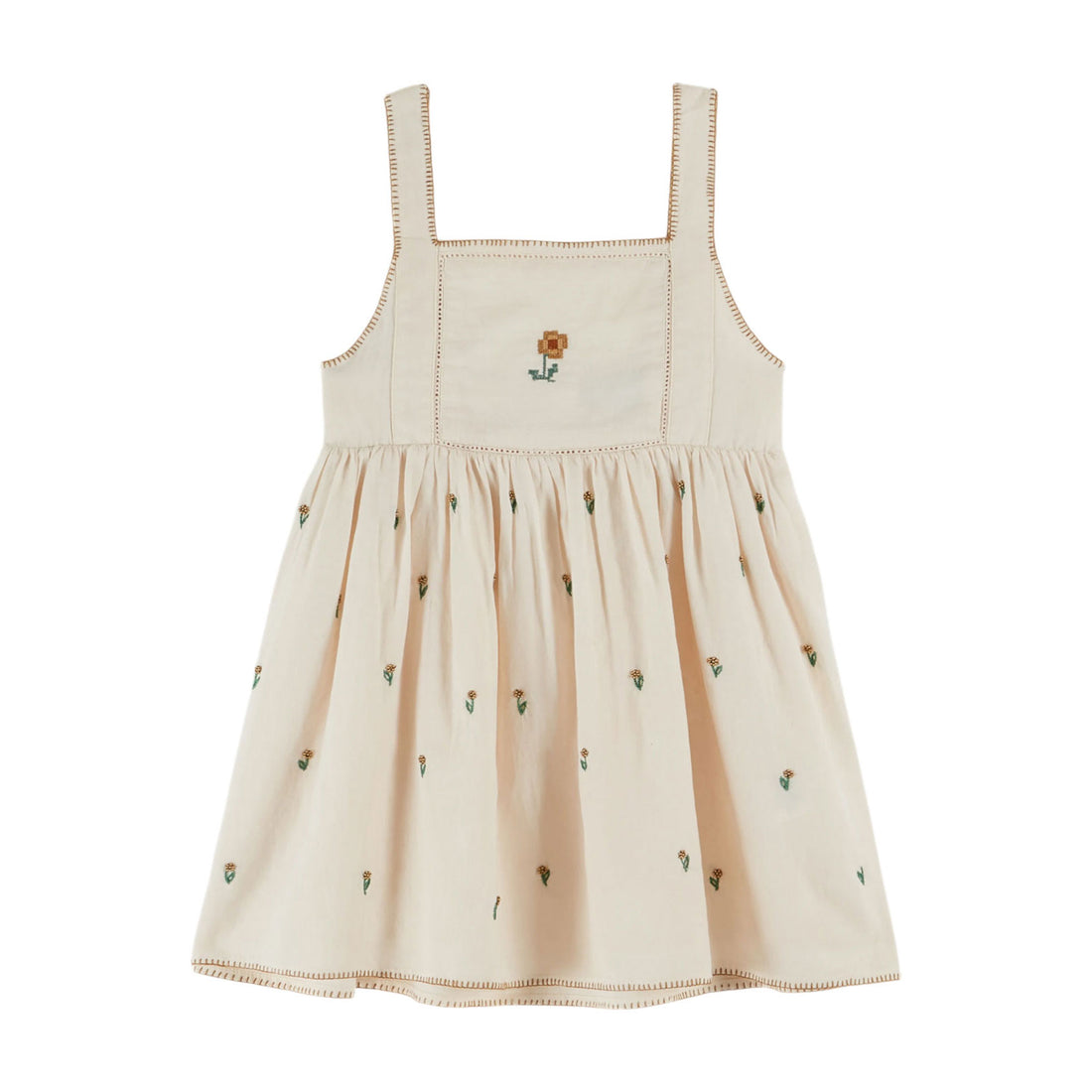 Emile et Ida Cream All-Over Embroidered Dress 8
