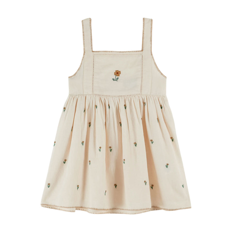 Emile et Ida Cream All-Over Embroidered Dress 8