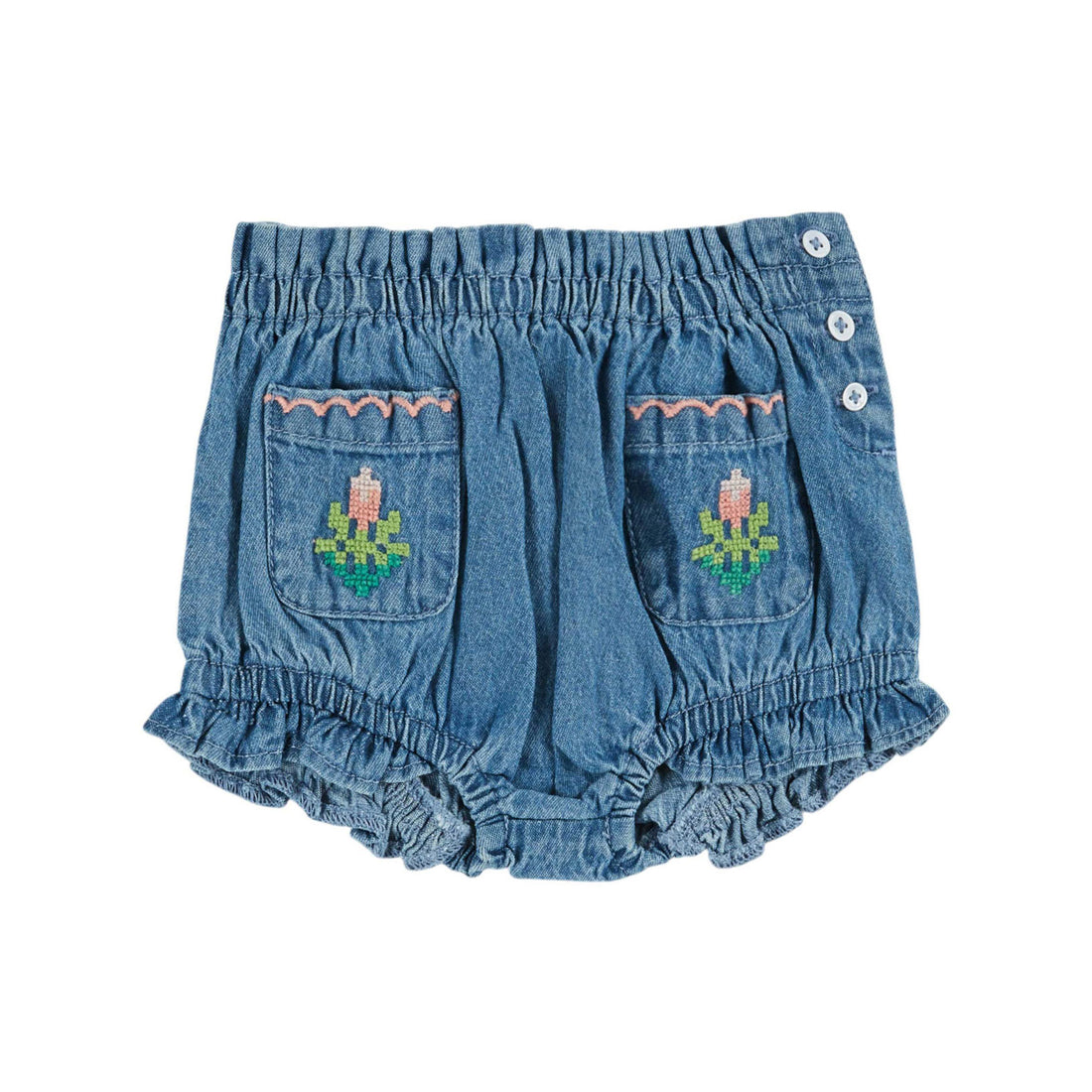 Emile et Ida Light Denim Embroidered Bloomer