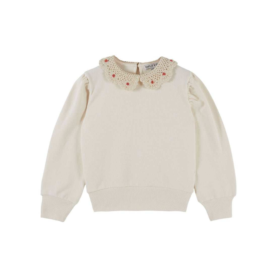Emile et Ida Ecru Crochet Collar Sweater