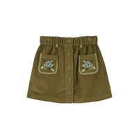 Emile et Ida Pistachio Embroidered Flower Pocket Skirt