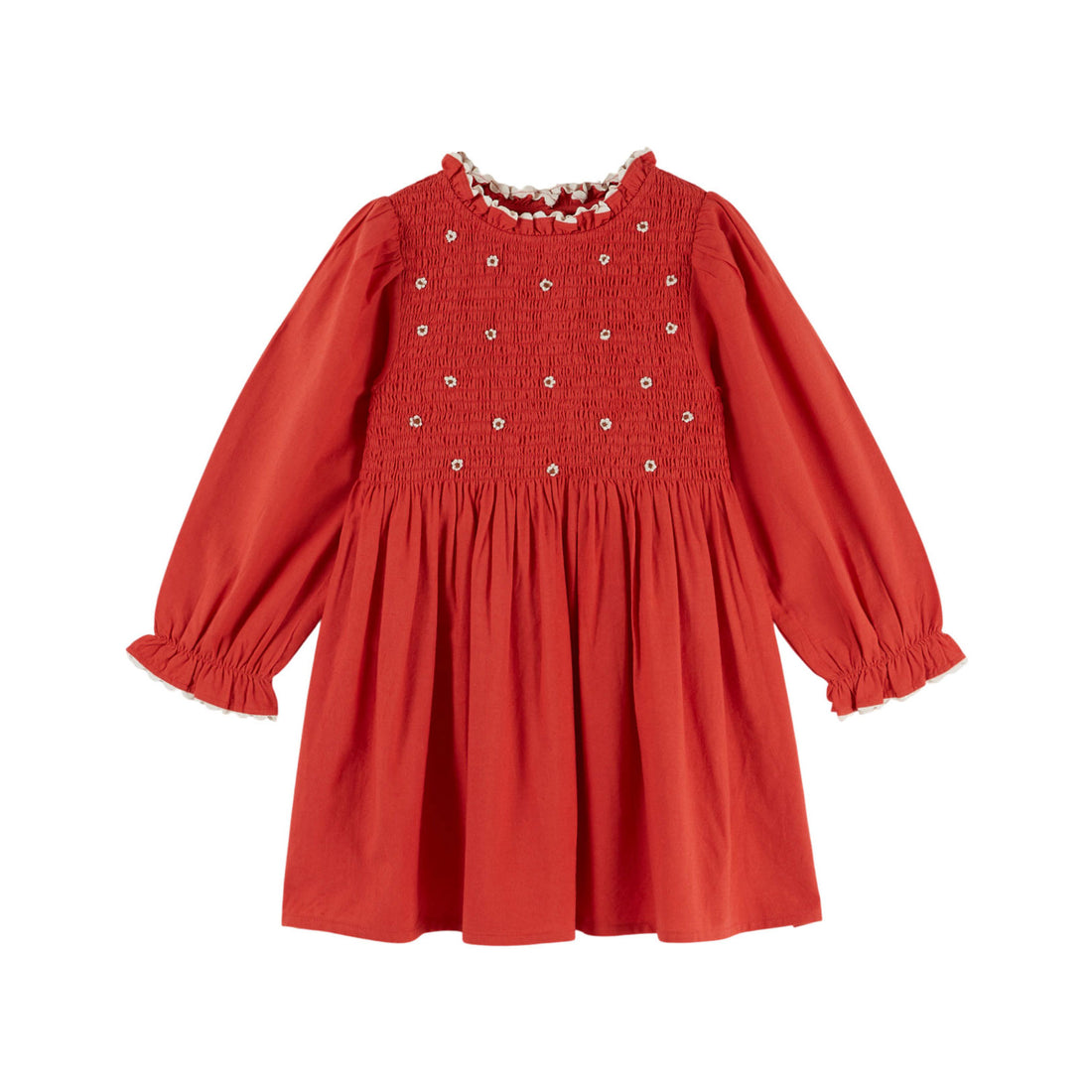 Emile et Ida Cherry Embroidered Smock Dress