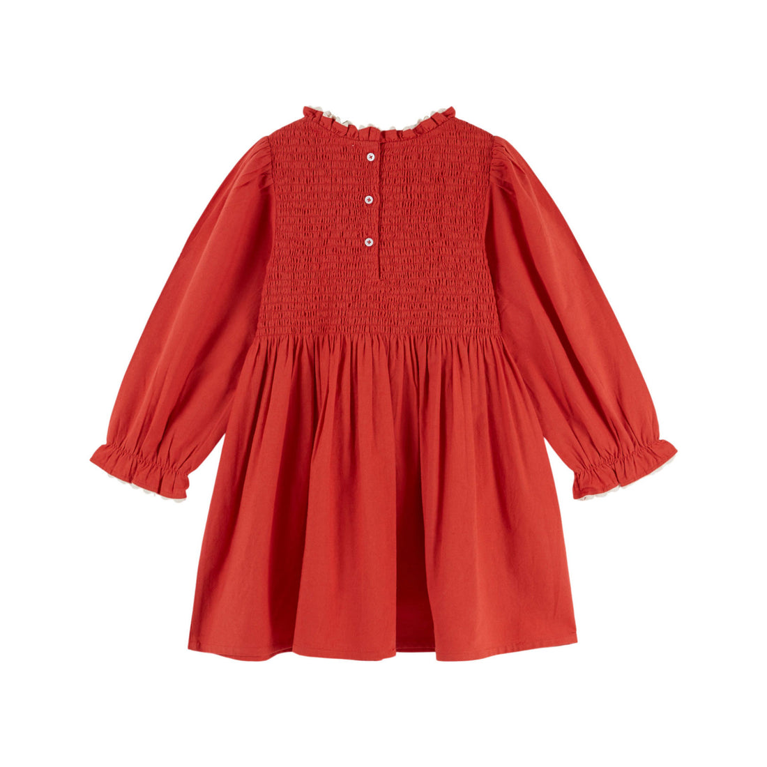 Emile et Ida Cherry Embroidered Smock Dress