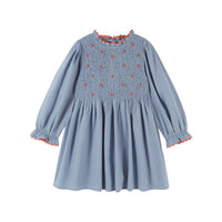 Emile et Ida Blue Embroidered Smock Dress