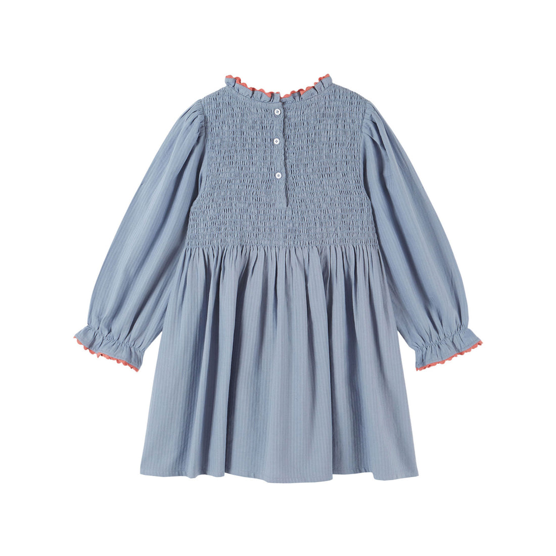 Emile et Ida Blue Embroidered Smock Dress