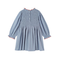 Emile et Ida Blue Embroidered Smock Dress