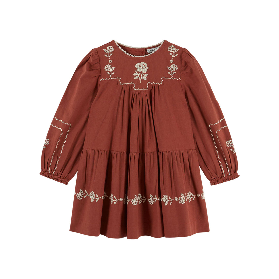 Emile et Ida Mahogany Embroidered Dress